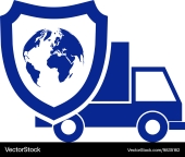 Cargo insurance truck and shield icon